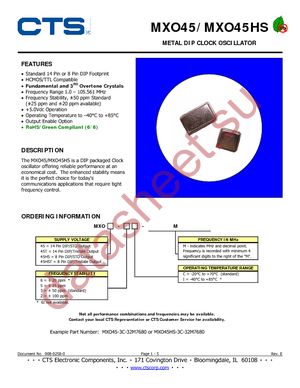 MXO45-2C-25M0000 datasheet  